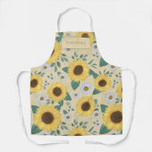 Bloemgeel Zonnebloem Monogram Naam Schort (Voorkant)