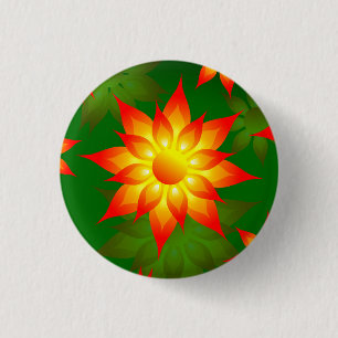 Bloemgele bloemen met groene achtergrond-57557 ronde button 3,2 cm