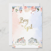 Bloemgeslacht onthullen olifant Baby shower Kaart (Achterkant)