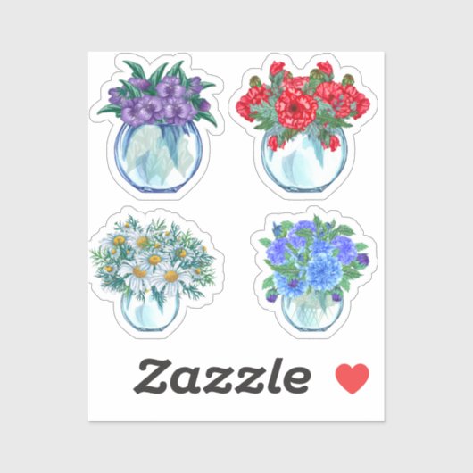 Bloemglazen vazen Stickers (Vel)