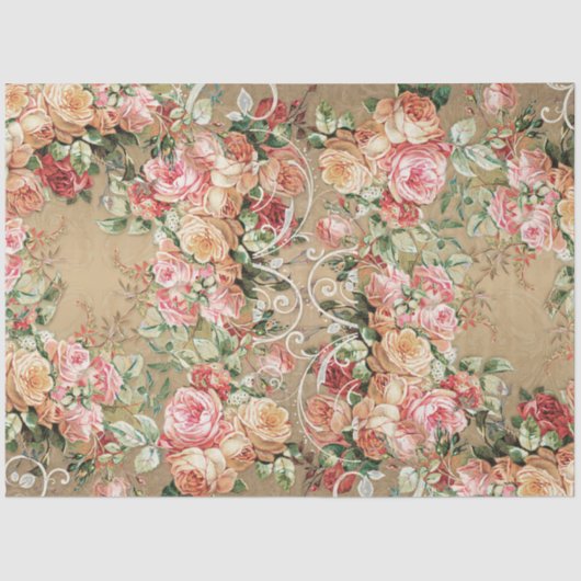 Bloemgoud Barok Elegante Roze Blush Decoupage Tissuepapier (Voorkant)