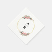Bloemgoud geometrisch Lijst bruiloft monogram Servet (Hoek)