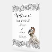 Bloemgrijs acryl bruiloft teken acryl bord (Hoek)