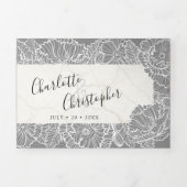 Bloemgrijs drievoudig alles in één bruiloft drieluik uitnodiging (Cover)