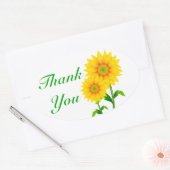 Bloemgroen dank u gele zonnebloem ovale sticker (Envelop)