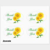Bloemgroen dank u gele zonnebloem ovale sticker (Vel)