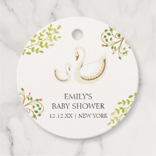 Bloemgroen Zwaan Baby shower Bedankjes Labels