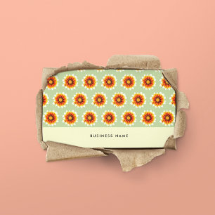 Bloemgroene mosterd geel kleine retro bloem visitekaartje