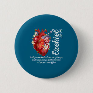 Bloemhart Ezechiël 36 26 Schriftuur Kunst Ronde Button 5,7 Cm