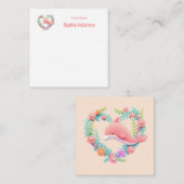 Bloemhart Liefde Naam Walvis Notitiekaartje (Voorkant / Achterkant)