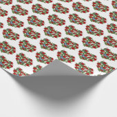 bloemhart met vlinders op wit cadeaupapier (Hoek)