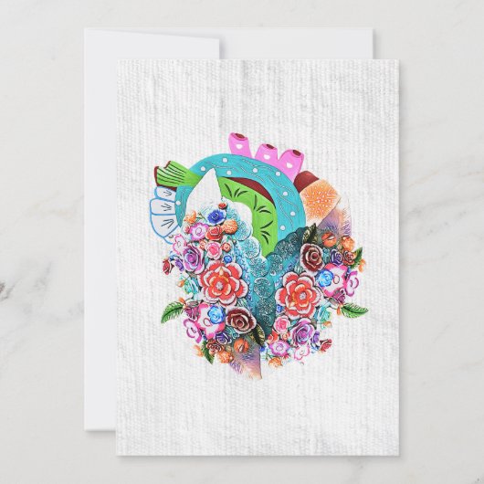 Bloemhart Mexicaanse bruiloft Kaart (Achterkant)