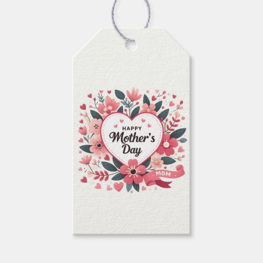Bloemhart Moederdag Cadeaulabel (Voorkant)