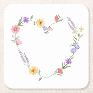 Bloemhart Papier Coaster Vierkante Kartonnen Onderzetter