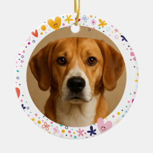 Bloemhartenvorm met eigen foto van huisdier Pers Keramisch Ornament
