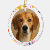 Bloemhartframe met eigen huisdierenfoto | Personal Keramisch Ornament (Links)