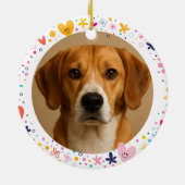 Bloemhartframe met eigen huisdierenfoto | Personal Keramisch Ornament (Achterkant)