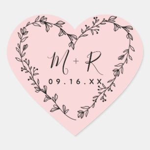 Bloemhartkrans Initialen Hart Sticker