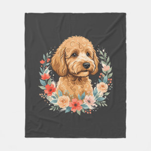 Bloemhond Ronde Sublimatie Fleece Deken