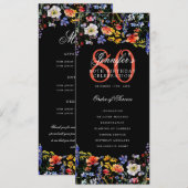 Bloemig 80ste verjaardagsprogramma menu dank je we kaart (Voorkant / Achterkant)