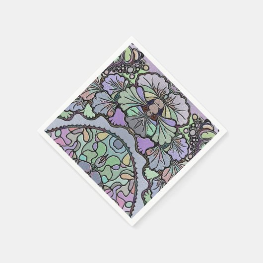 Bloemig abstract paarse viooltjestoegankelijk patr servet (Hoek)