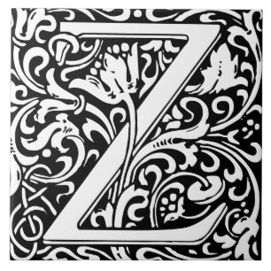 Bloemig Alfabet Monogram Letter Z Tegeltje