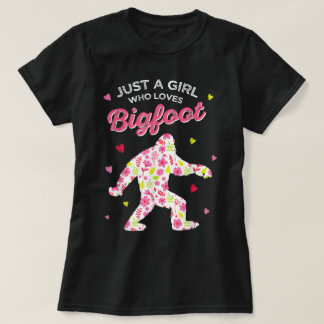 Bloemig Bigfoot-liefhebber meisjesontwerp T-shirt