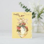  bloemig blij paasei feestdagenkaart (Staand voorkant)