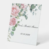 BLOEMIG BLUSH ROZE VRIJGEZELLENFEEST RECLAMEBORD MET VOETSTUK (Voorkant)