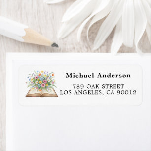 Bloemig boek retouradres label aquarel