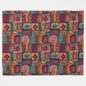 Bloemig Boho haakwerk Fleece Deken (Voorkant (Horizontaal))