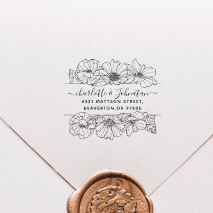 bloemig bruiloft retour adres elegant zelfinktende stempel