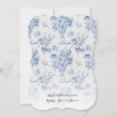 bloemig elegant blauw wit baby meisje douche kaart (Achterkant)