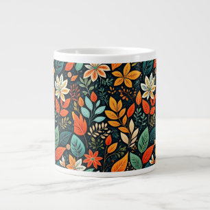 Bloemig Exotisch Bloemenpatroon Extra Grote Beker