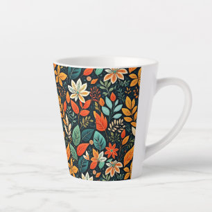 Bloemig Exotisch Bloemenpatroon Latte Mok