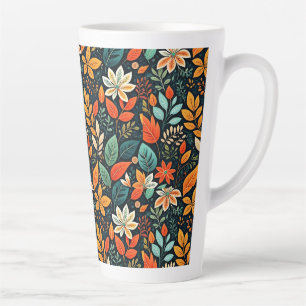 Bloemig Exotisch Bloemenpatroon Latte Mok