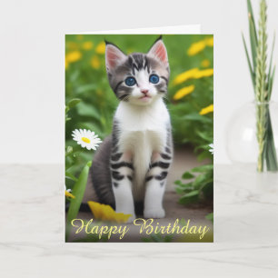 Bloemig geel Sereine Meadow Kitten Kaart