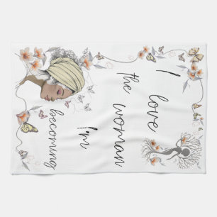 Bloemig Geschenk voor Vrouwen die Zichzelf Leren L Theedoek