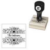 Bloemig Gespleten Monogram, Bloem Thema Rubberstempel (Gestempeld)