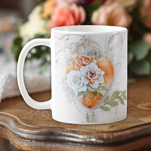 Bloemig Heilig Hart met zachte neutralen en botani Koffiemok