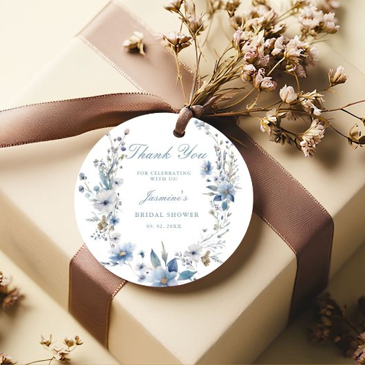 Bloemig iets blauw voor ik het doe Bruidsdouche Bedankjes Labels