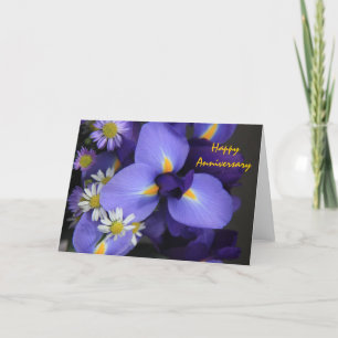 Bloemig, Iris en Mini Daisy, Gelukkig jubileum Kaart