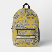  bloemig lakgeel toile de jouy monogram bedrukte rugzak (Voorkant)