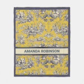 bloemig lakgeel toile de jouy monogram fleece deken (Voorkant)