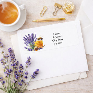 Bloemig Lavendel Honing Bij Retouradreslabel Etiket