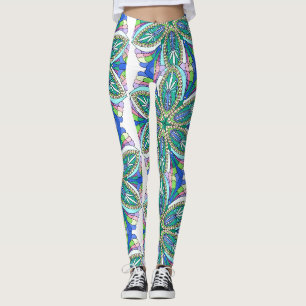 Bloemig Mandala-ontwerp, levendige pastelkleuren Leggings