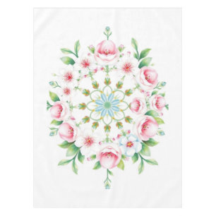 Bloemig Medaillon Pastel Paas Tafelkleed