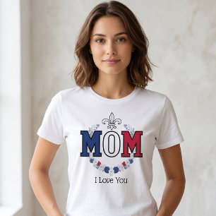 Bloemig MOM-ontwerp in kleuren van de Franse vlag Tri-Blend Shirt
