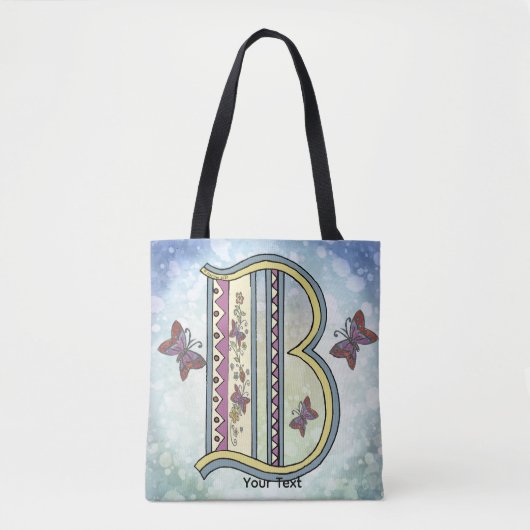 bloemig Monogram B Draagtas (Voorkant)