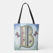 bloemig Monogram B Draagtas (Achterkant)